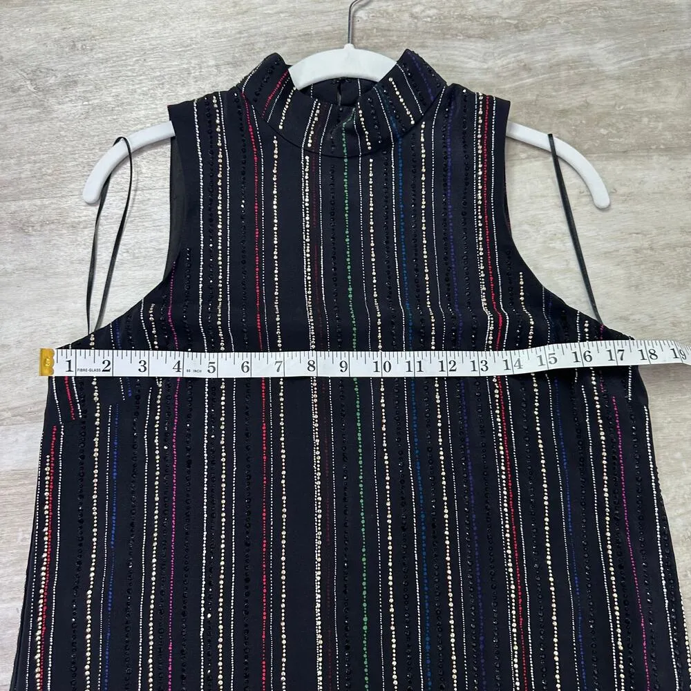 Trina Turk Logan Dress Mini Sleeveless Embellished Rainbow Stripe Size 2 - Image 8