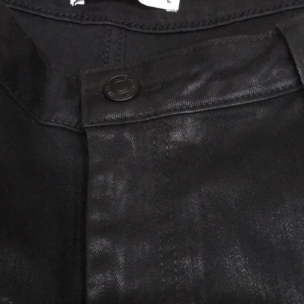 Kick Flare Jeans Slim Fit High Rise Waxed Black 16 Super Stretchy - Image 9