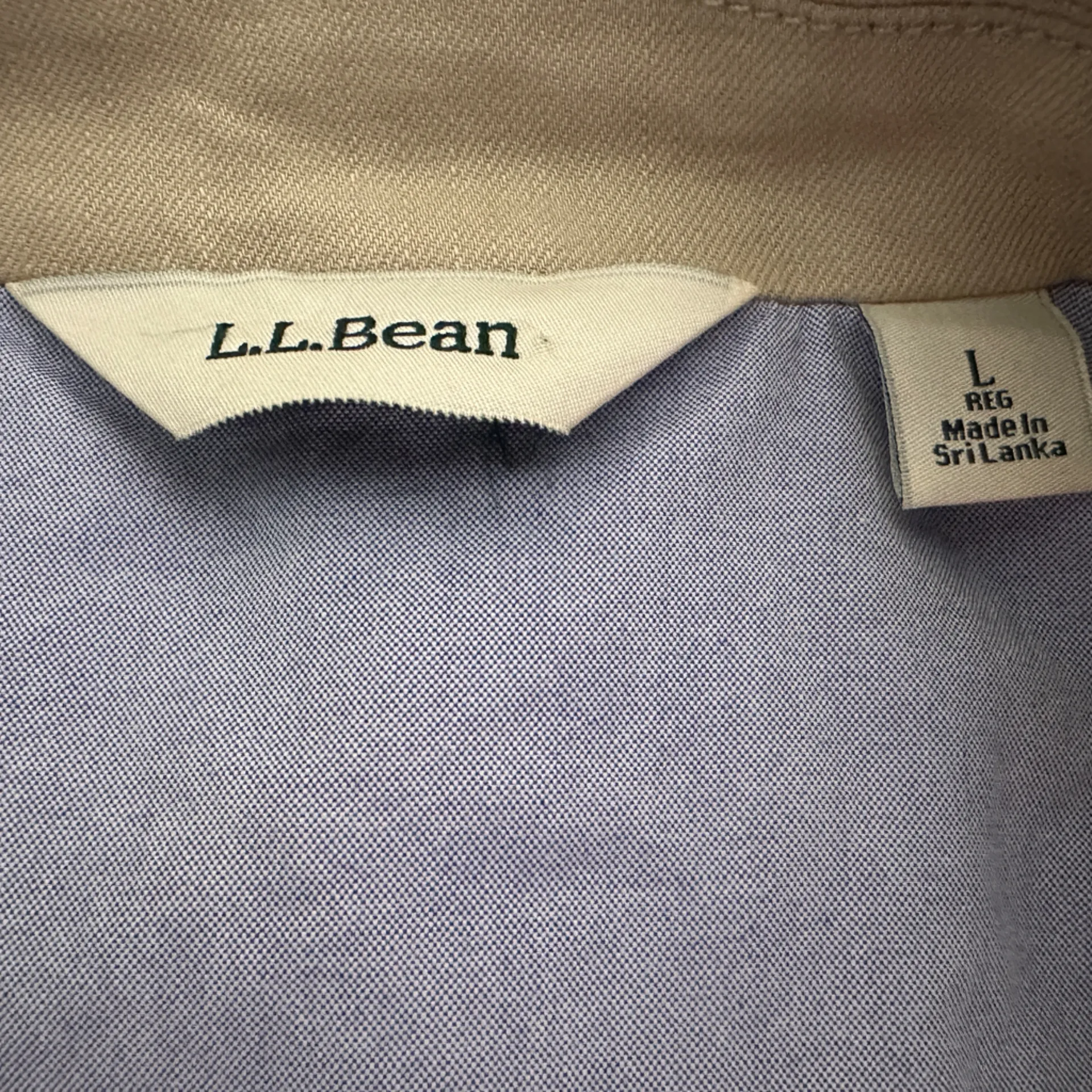 LL Bean Blazer Womens Large Kahki Canvas Lined Barn Riding Jacket‎ Tan - Image 3