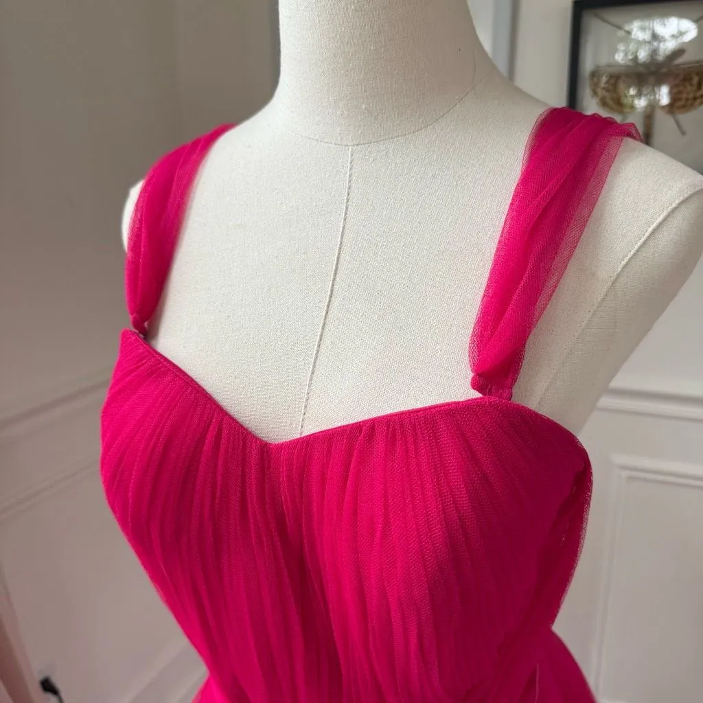 Revelry Hot Pink Tulle Formal Gown Removable Straps $200 4 - Image 6