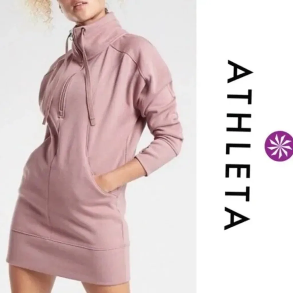 Athleta Cozy Karma 1/4 Zip Dress size XS/S in color Mauve - Image 7