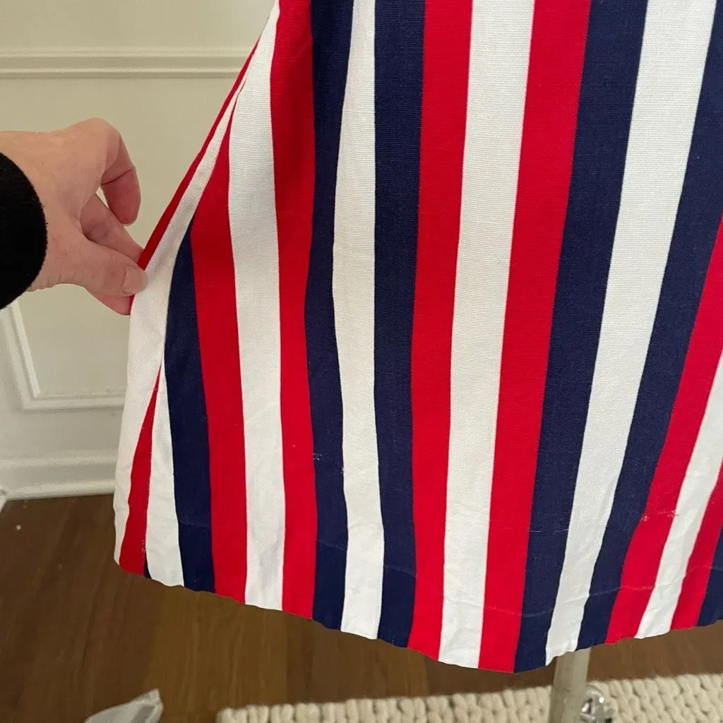Vintage 60s Mod Stripe GoGo Mini Dress Red Blue S - Image 4