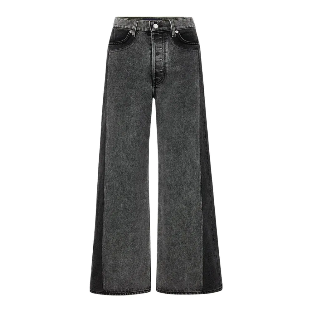 Veronica Beard Taylor Two-Tone Wide Leg Crop Jeans Size 24 in Volcanic Stone - Image 2