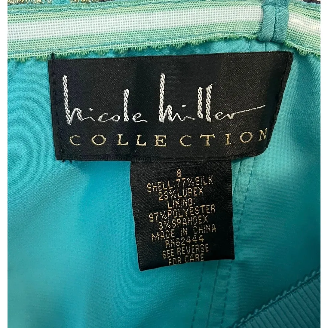 Rare Vintage 90s Nicole Miller Sleeveless Silk Blend Short Dress Mukticolor sz 8 - Image 3