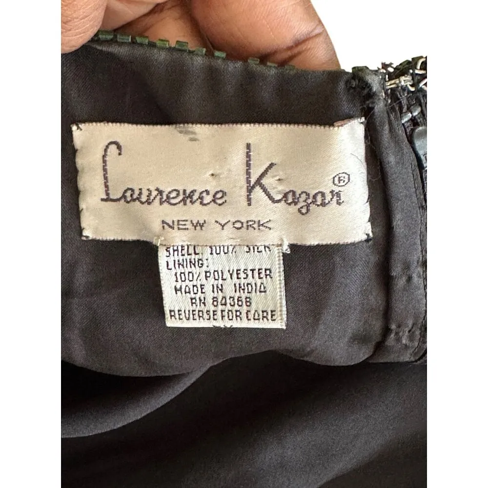 Vintage Laurence Kazar New York Silk Blue Beaded Sequins Sz 5X Party Evening Top - Image 3