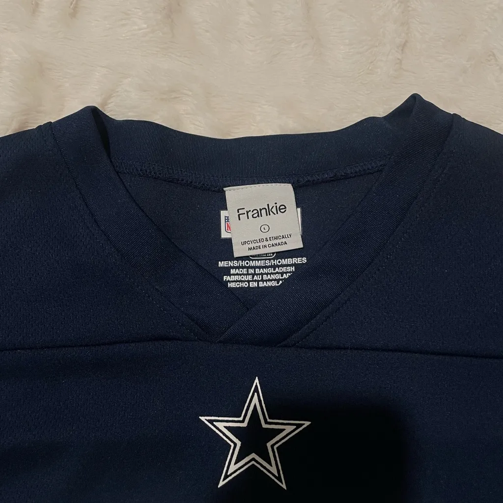 Reworked Cropped Cowboys Jersey Blue Size L - Image 3
