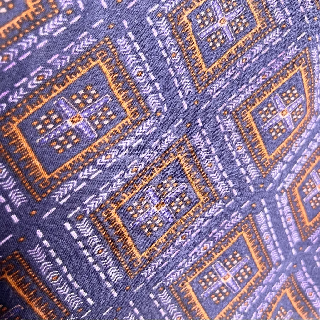 Purple & Orange Boho Geometric Patterned Strapless Mini Dress Size Medium - Image 5