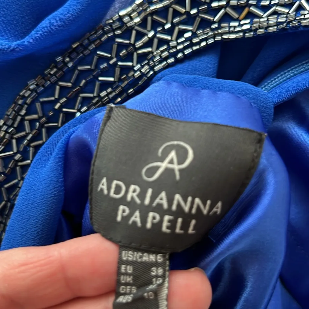 Adrianna Papell Blue Beaded Gown Prom Evening - Image 6