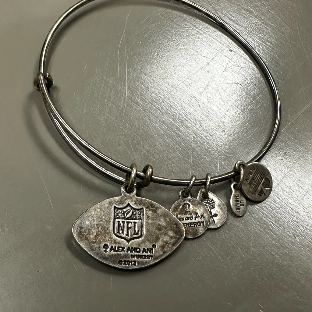 Alex and Ani NFL New York Giants Football Bracelet -Silver Toned - Image 3