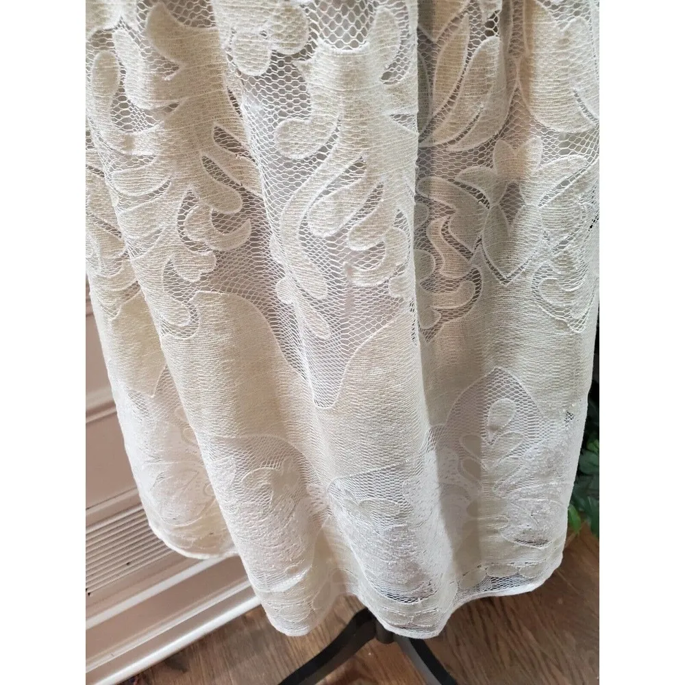 Old Navy Women's Ivory Cotton Round Neck Short Sleeve Knee Length Dress Size S - Image 6