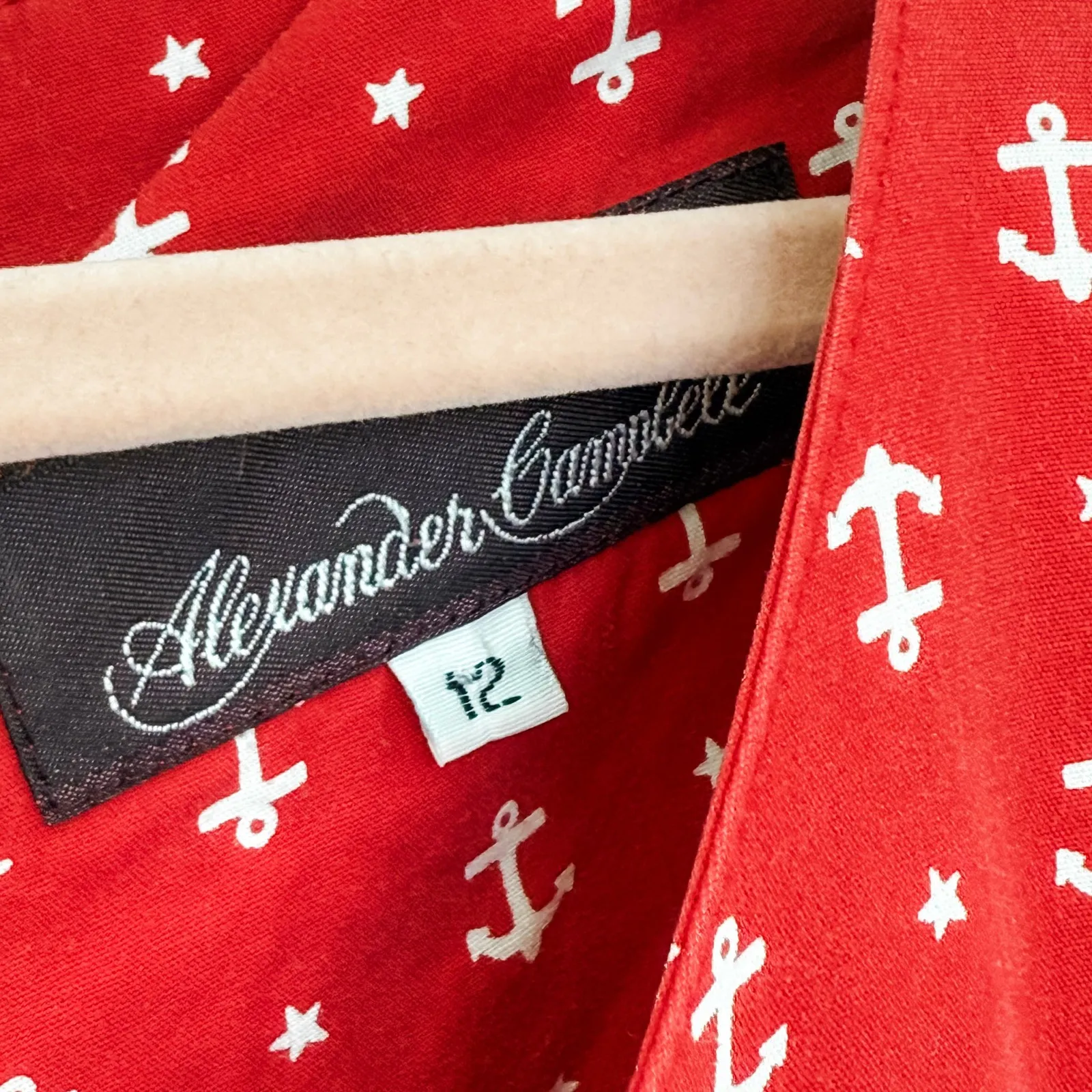 VTG Alexander Campbell Womens‎ Dress Size 12 Red Short Sleeve Nautical Coastal - Image 5