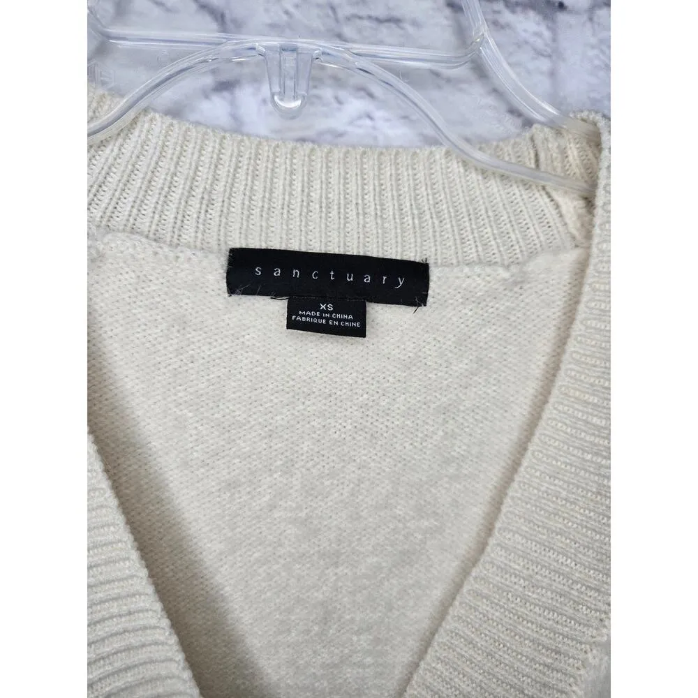 Sanctuary Eyelash Cardigan Cream Fuzzy Super Soft XS Crop Boxy - Image 5