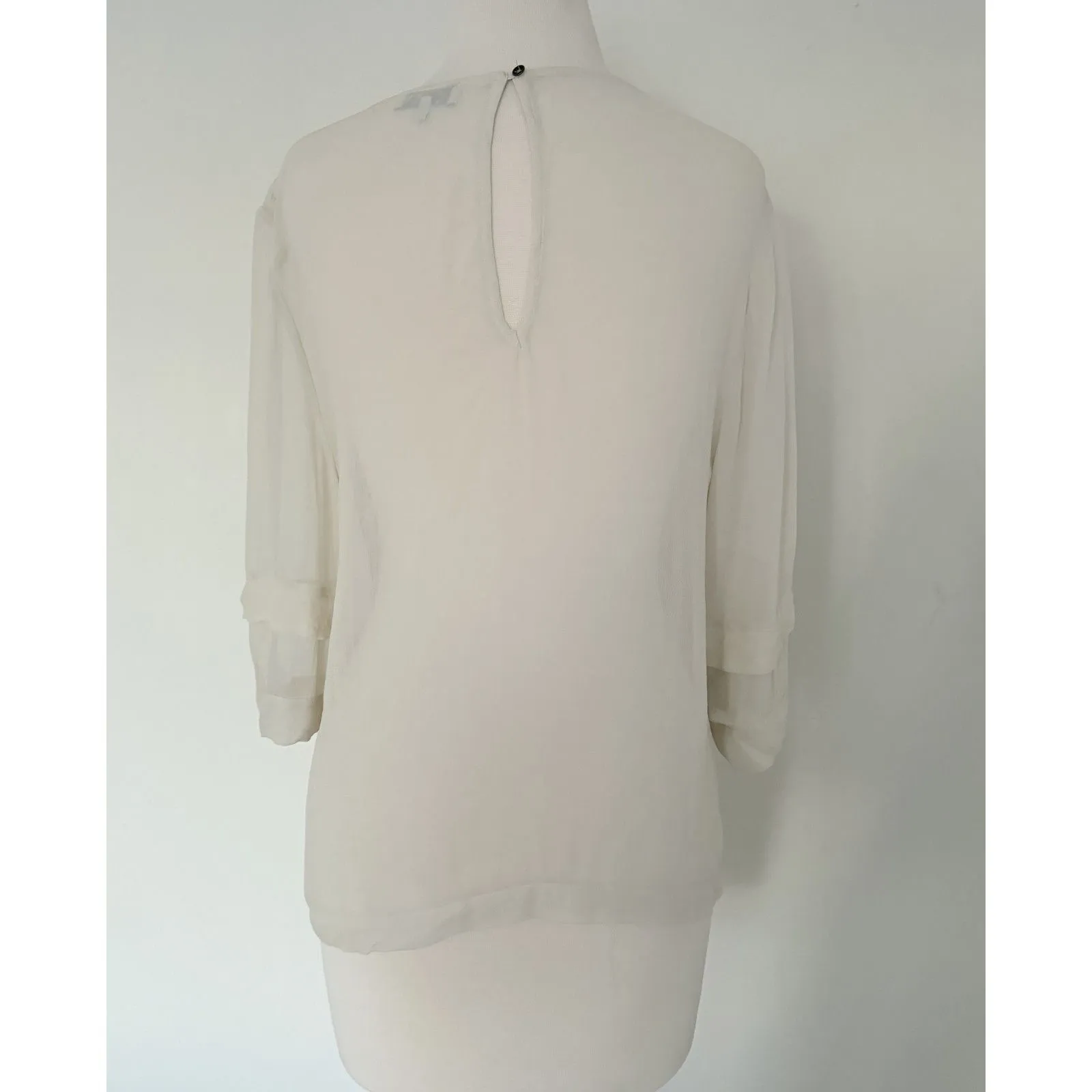 Lucky Brand Vintage Off White Embroidered Ethereal Boho Mesh Layered Top Sz S - Image 3