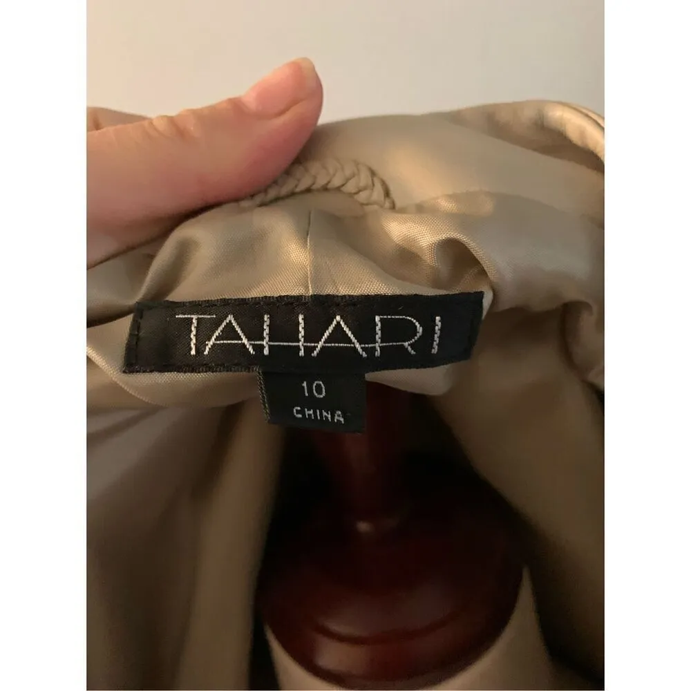 Tahari 100% leather jacket tan/cream size 10 - Image 7