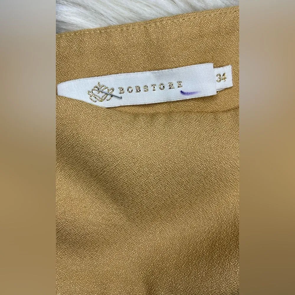 Bobstore mustard printed flat front pants sz XS/S (34) Yellow - Image 3