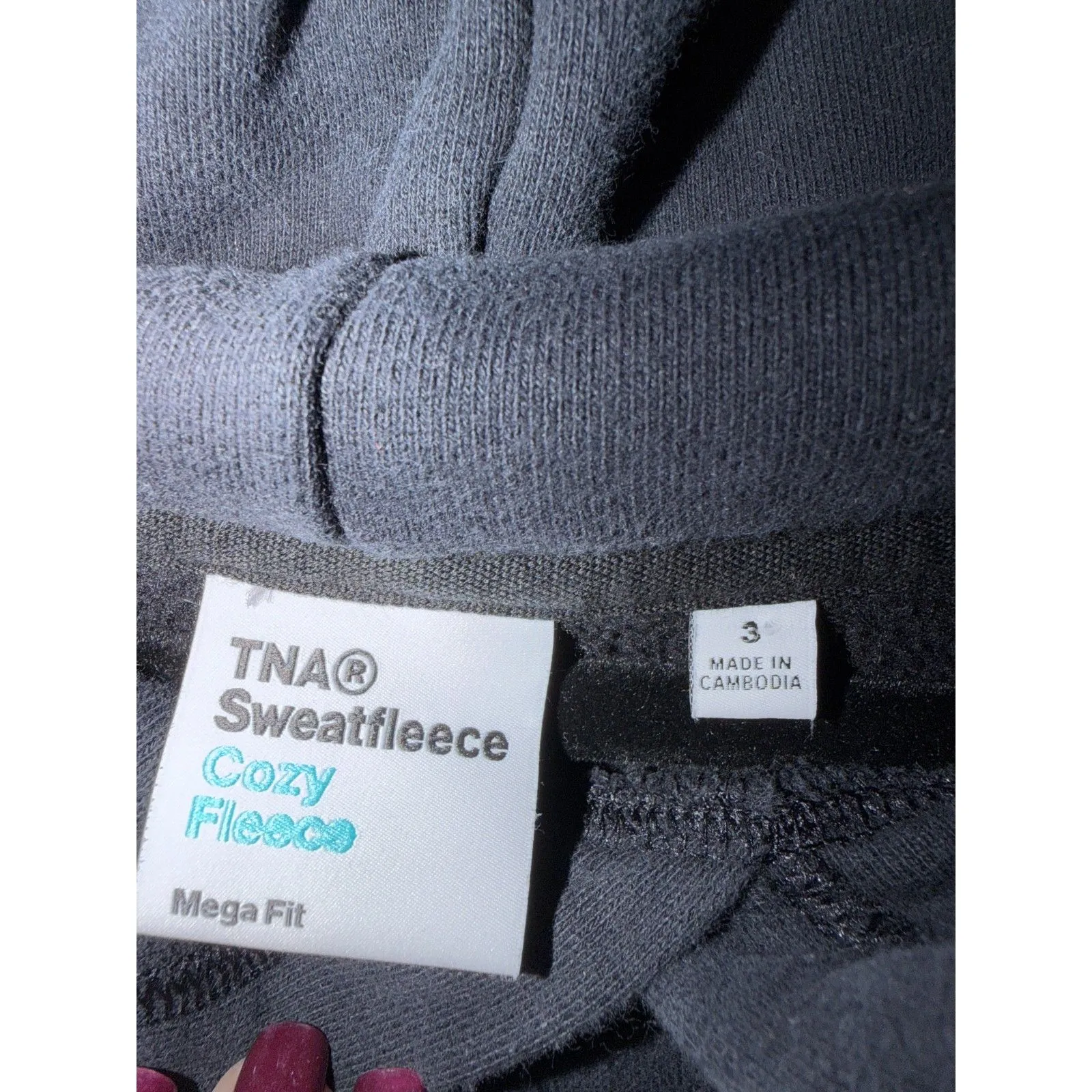 TNA Aritzia Sweatfleece Cozy Fleece Mega Fit Black Hoodie Sweatshirt 3 US L/XL Size L - Image 3