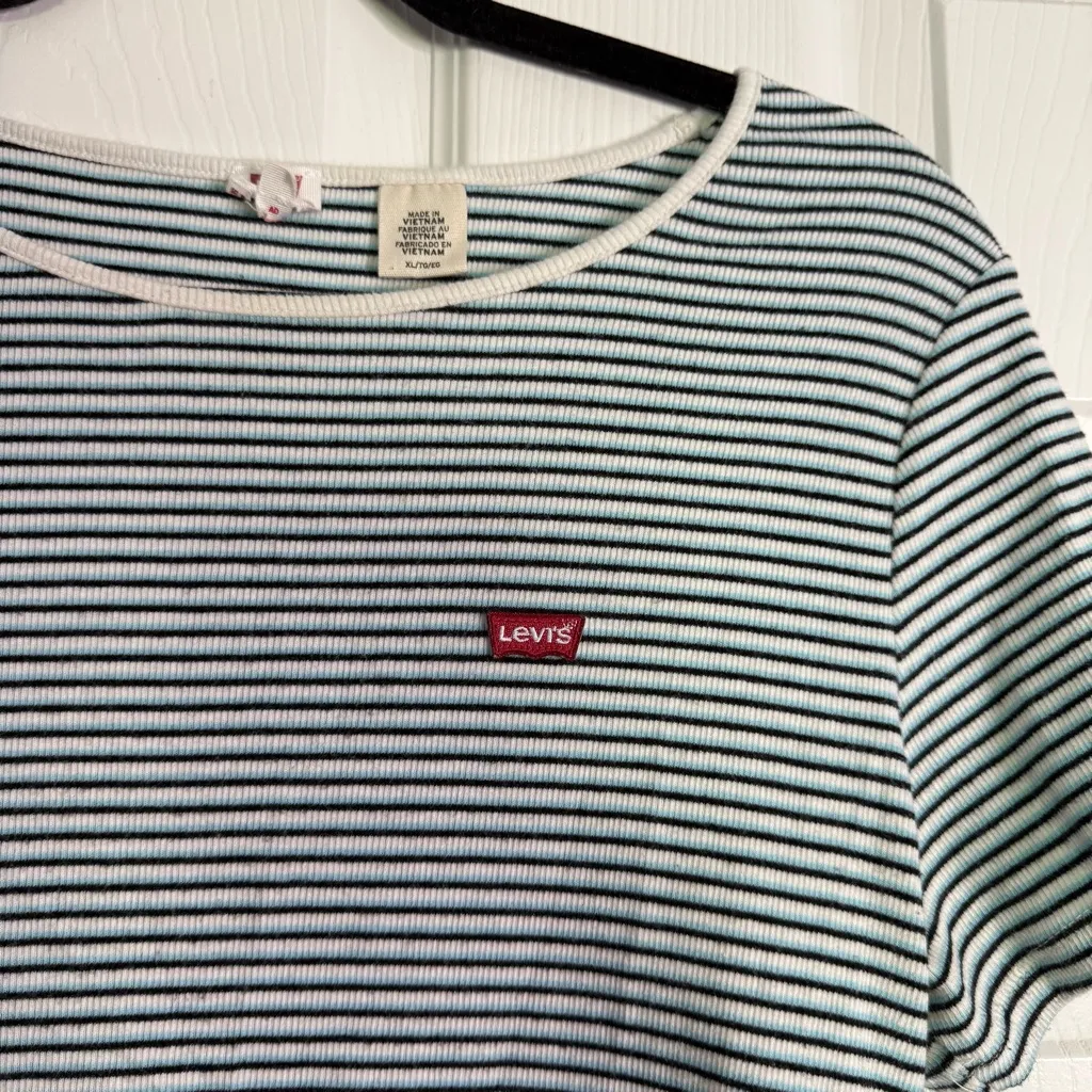 Women’s Levi’s Perfect Kadlong Striped Short Sleeve Cotton Tee, Size XL - Image 6