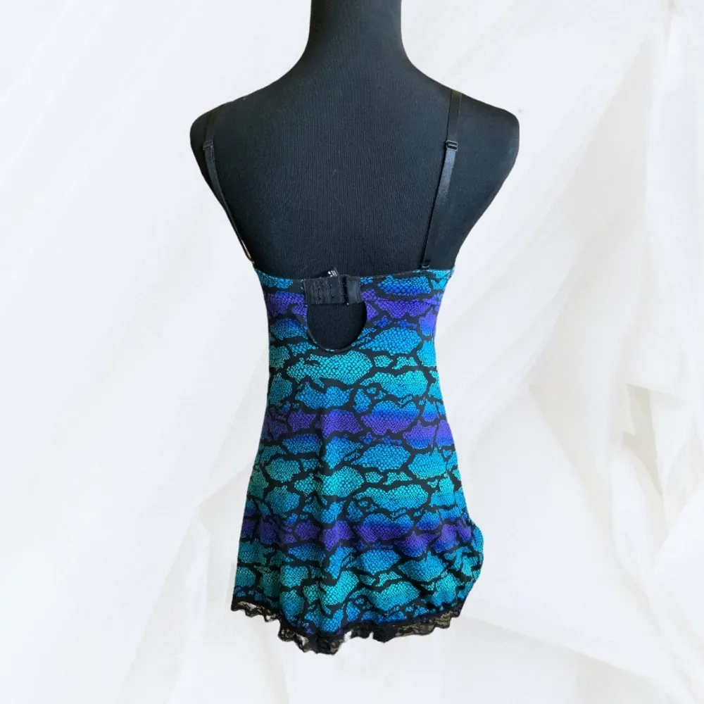 XOXO Blue,Black & Purple night slip-on dress size M - Image 5