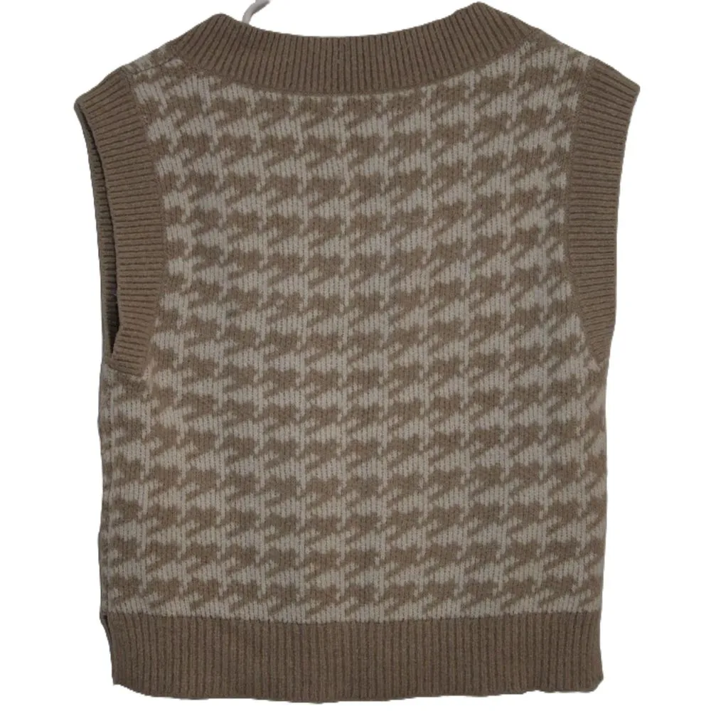 Womens Abercrombie & Fitch Tan White Knitted Nylon V-Neck Sweater Vest Size XS - Image 2