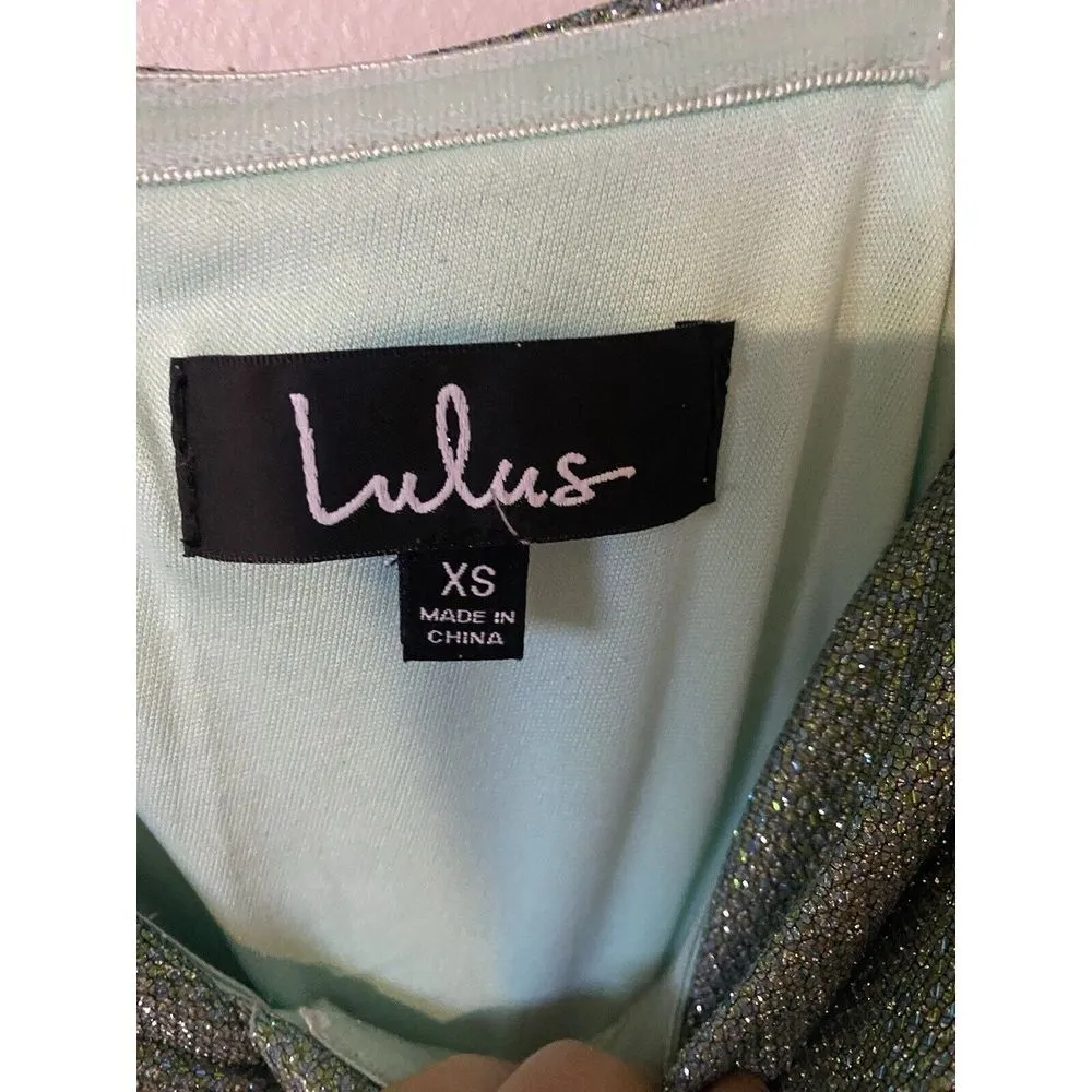 Homecoming/Prom Dress Size Xs. Worn Once Sparkle Dress Off Shoulder Zipper Green - Image 4