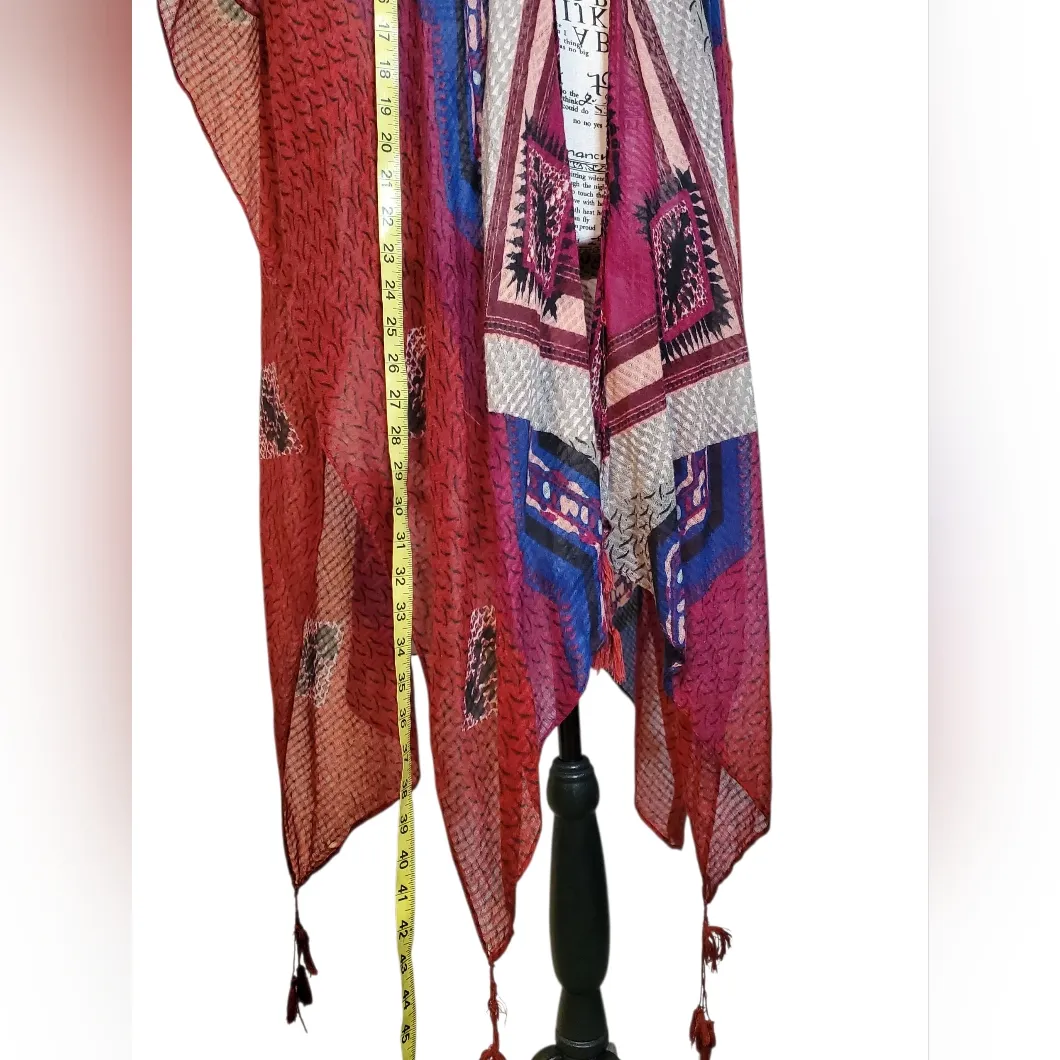 Woven Heart women's kimono or ruana with an abstract geometric and boho Print XL - Image 5