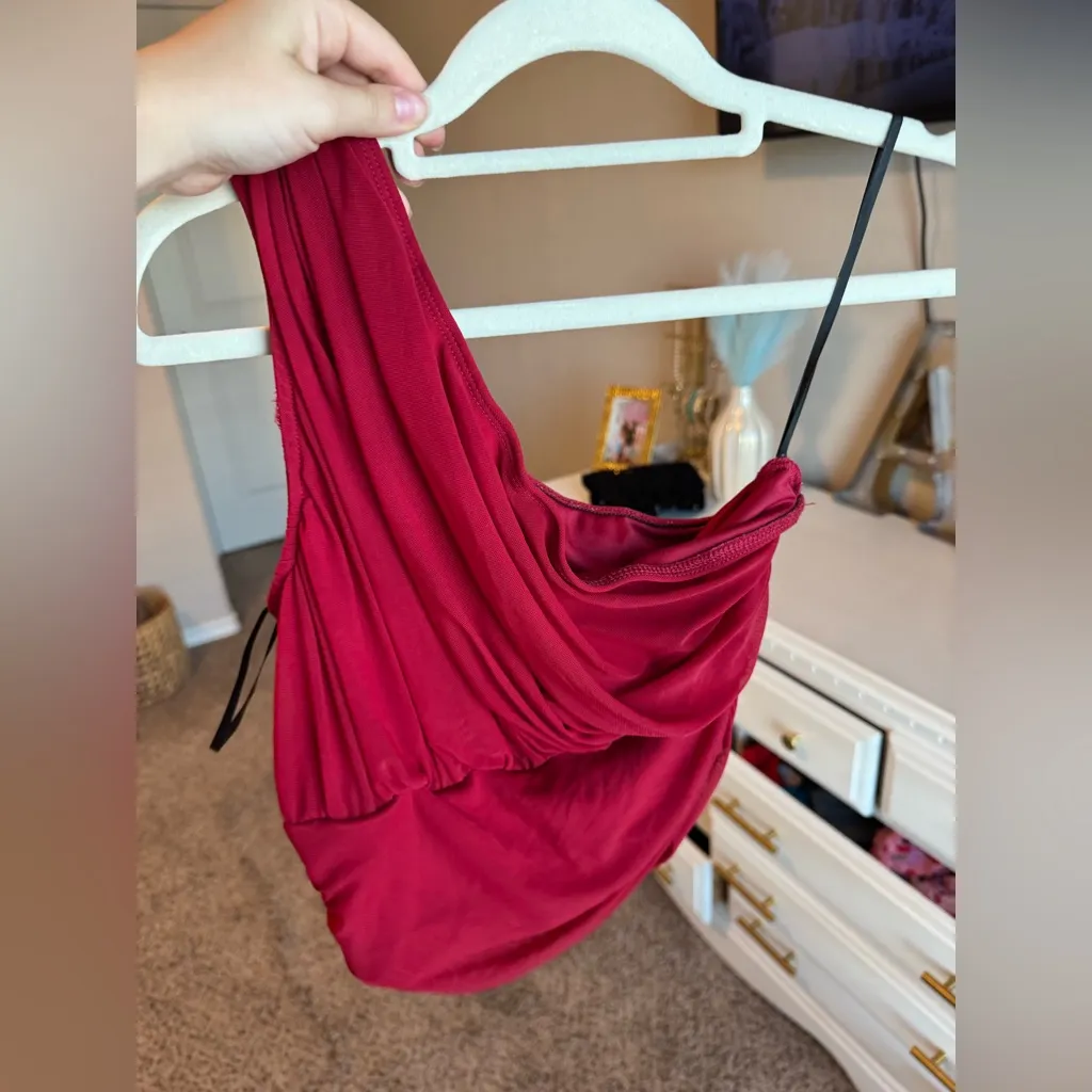 Elegant Red Draped Top - Image 2