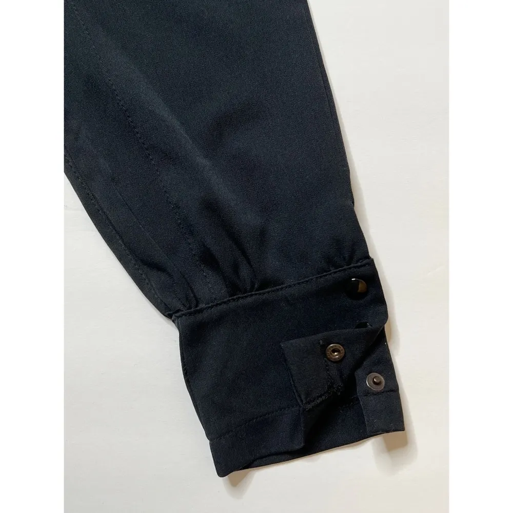 Zara TRF Black Paper Bag Button Down Tie Waist Pants Sz 8 - Image 7