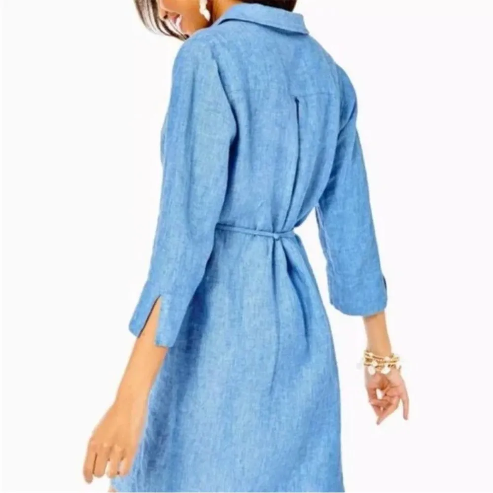 Lilly Pulitzer Pilar Tunic 3/4 Sleeve Linen Dress
Beckon Blue Size Small - Image 4