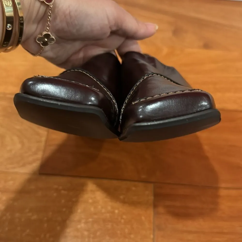 NWOT Paul Green Munchen Loafer Block Heels Square Toe Burgundy Leather Size 6.5 - Image 7