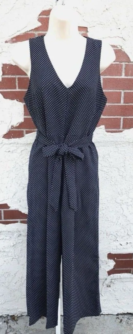 Banana Republic Polka dot v neck retro jumpsuit bow belt - Image 1