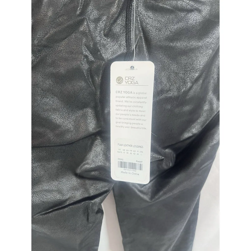 CRZ YOGA Faux Leather Leggings Black Size M 8/10 - Image 4