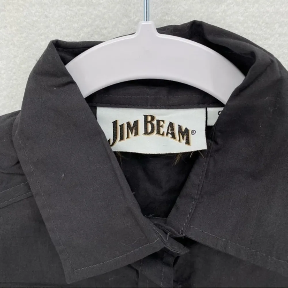 Jim Beam Womens Size S Roll Tab Sleeve‎ Collared Button Front Shirt Gray - Image 3
