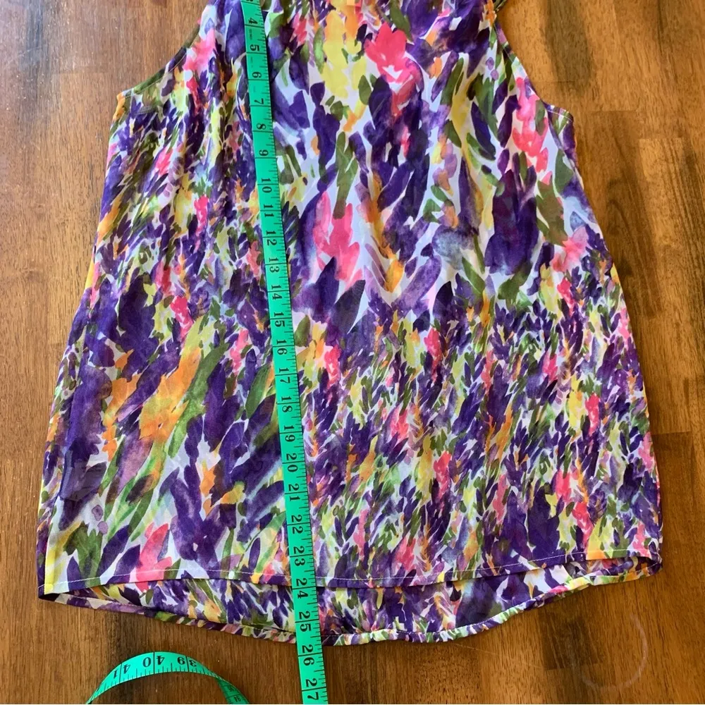 CAbi Halter style Top Small Watercolor Petals multi color Floral Semi sheer - Image 9