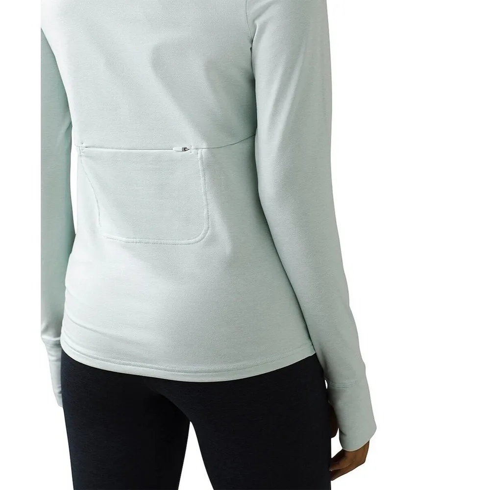 Prana Womens L Ice Flow Half Zip Top Green Stand Up Collar Long Sleeve New - Image 3