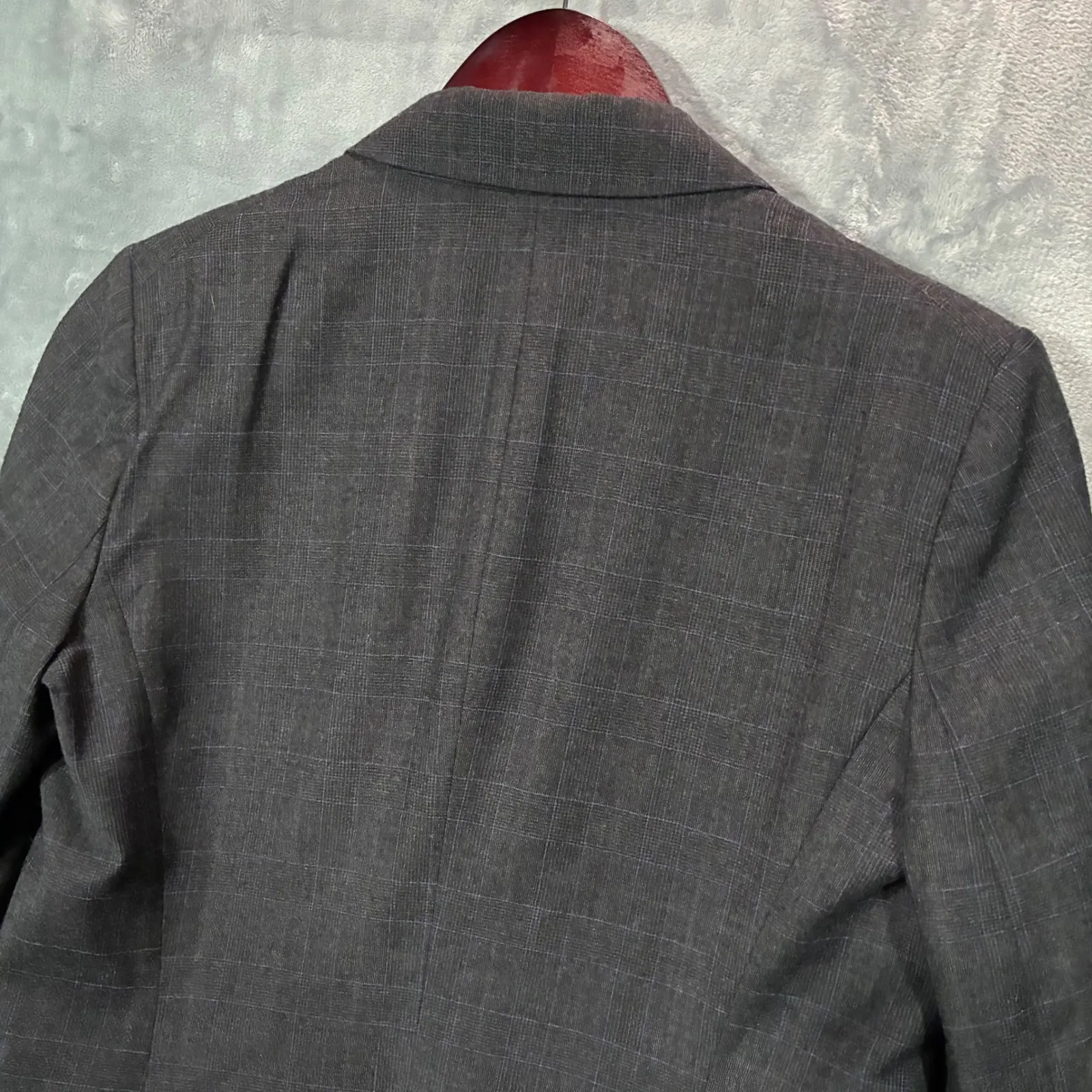 EUC Theory Plaid Wool Blazer Suit Jacket Women's 10 Charcoal Gray - Image 6