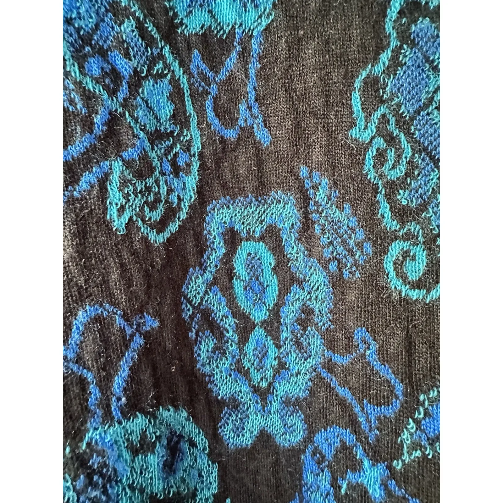 Vintage Jane Tise Black And Blue Floral Tunic Dress Esprit EUC - Image 3