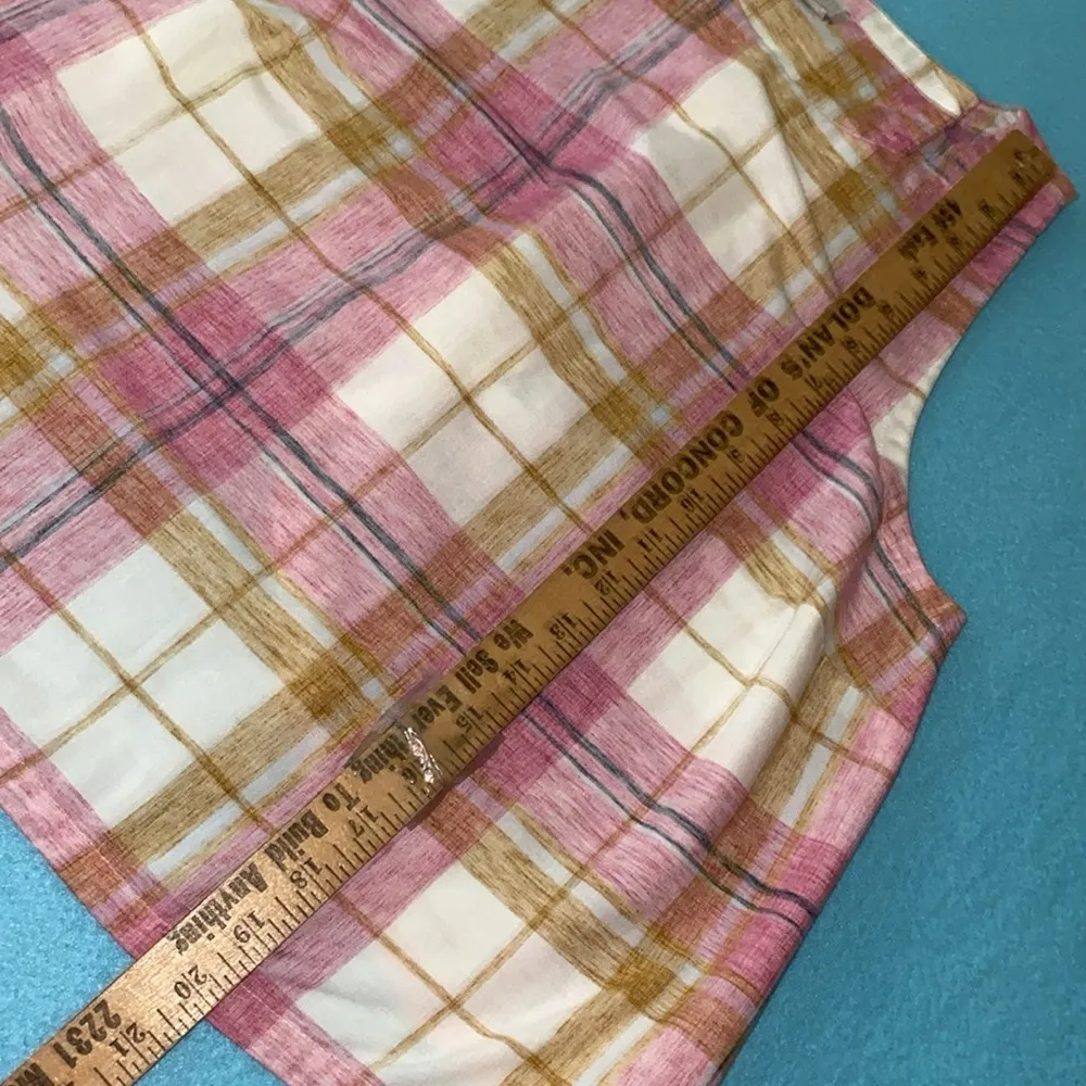 LOFT BEACH tulip style back button snap closure tank plaid soft NEW size S - Image 11