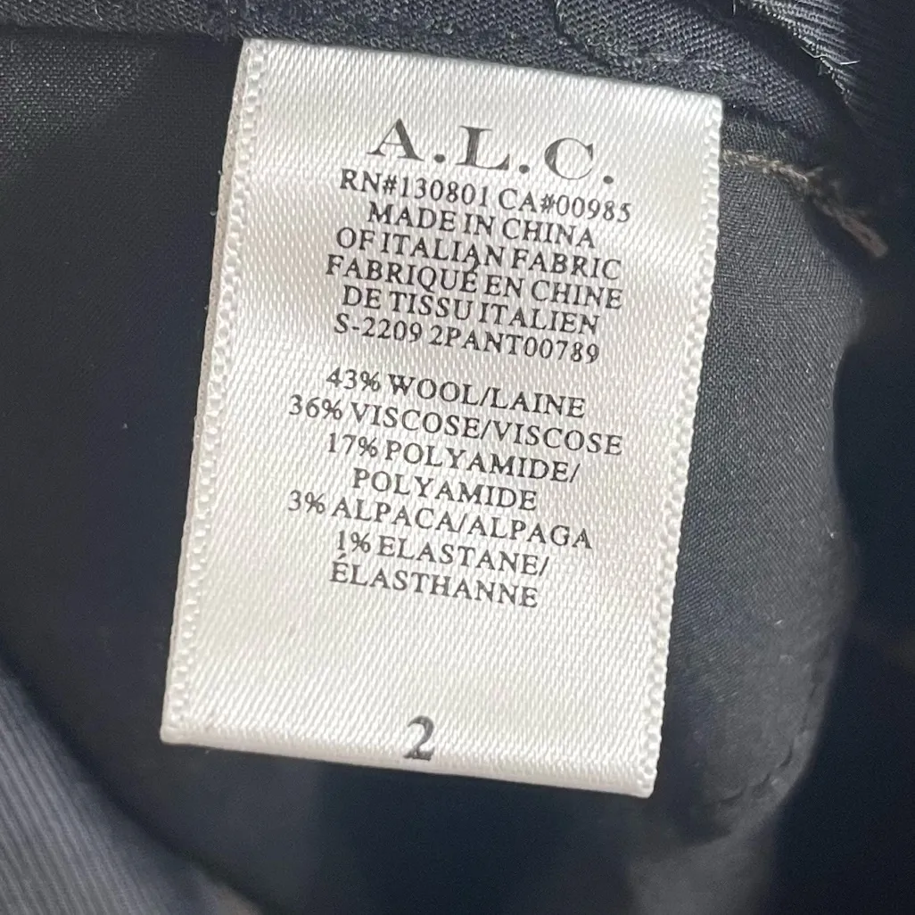 A.L.C. Edwin Split Plaid Pants Trousers Charcoal Brown Wool Size 2 - Image 8