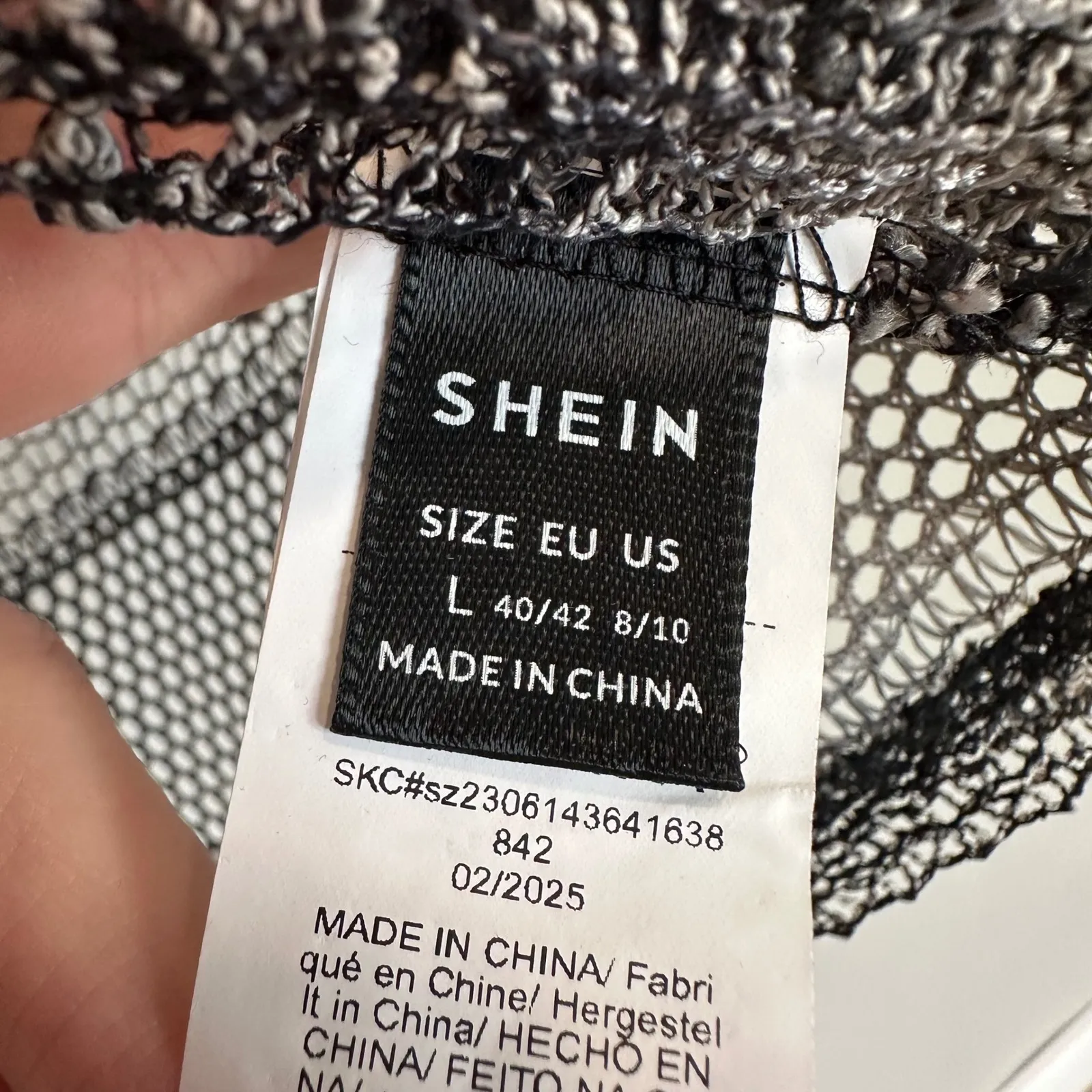 Sheer Mesh Star Top Black Gray Stripe Y2K Grunge Whimsigoth SHEIN Size L - Image 2