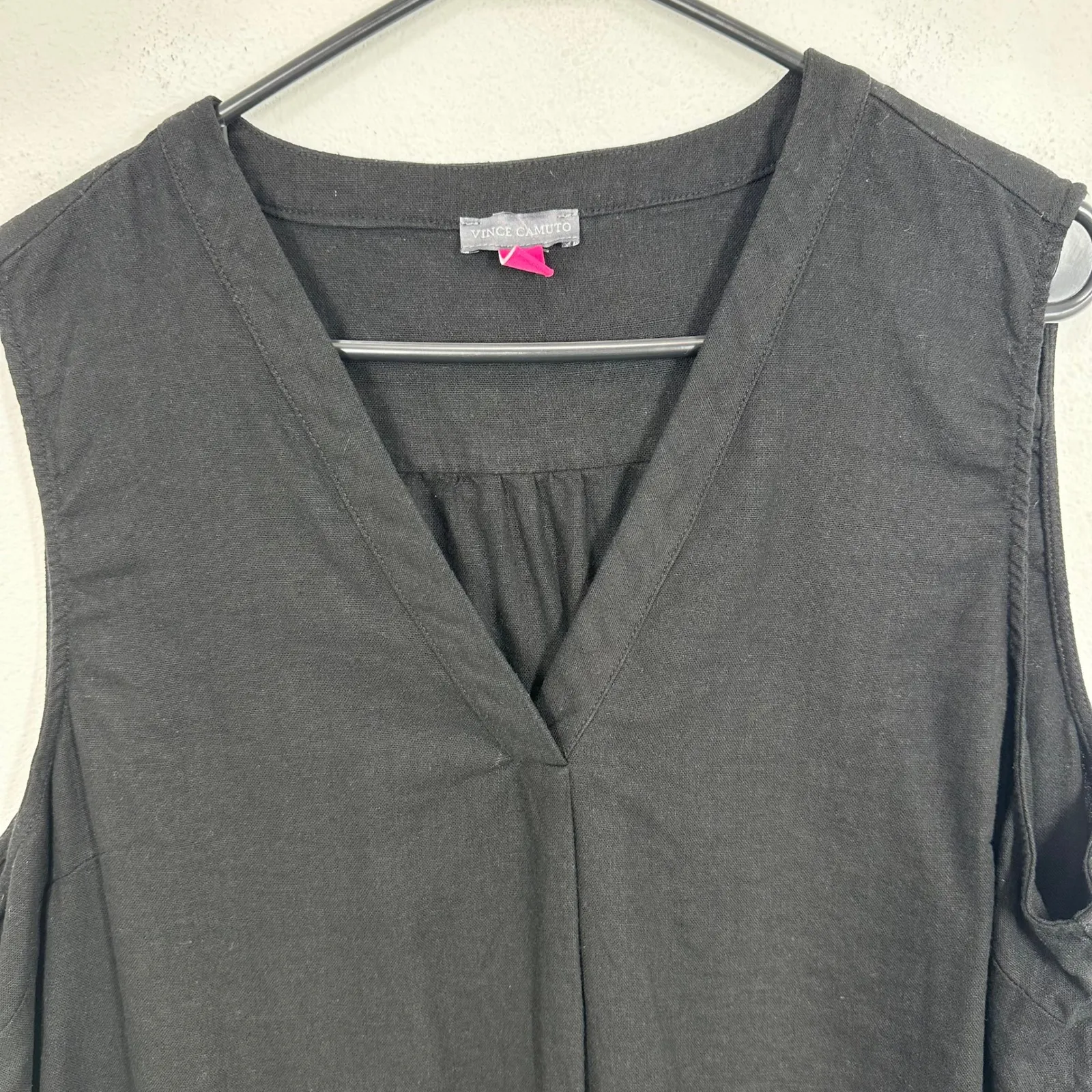 Vince Camuto Black Linen Blend Sleeveless V-Neck‎ Tunic Top Plus Size XXL - Image 2
