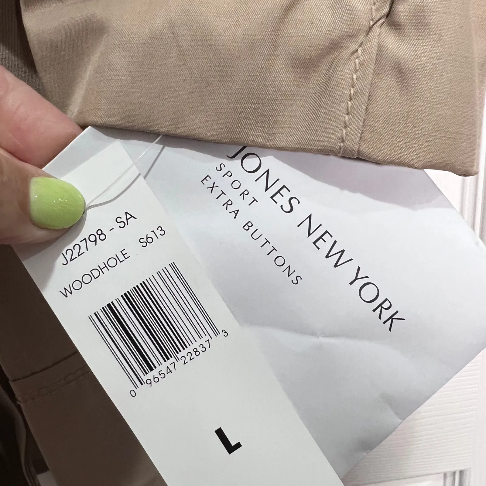 Jones New York Sport Trench Coat Removable Hood Beige Large NWT Fall Winter - Image 2