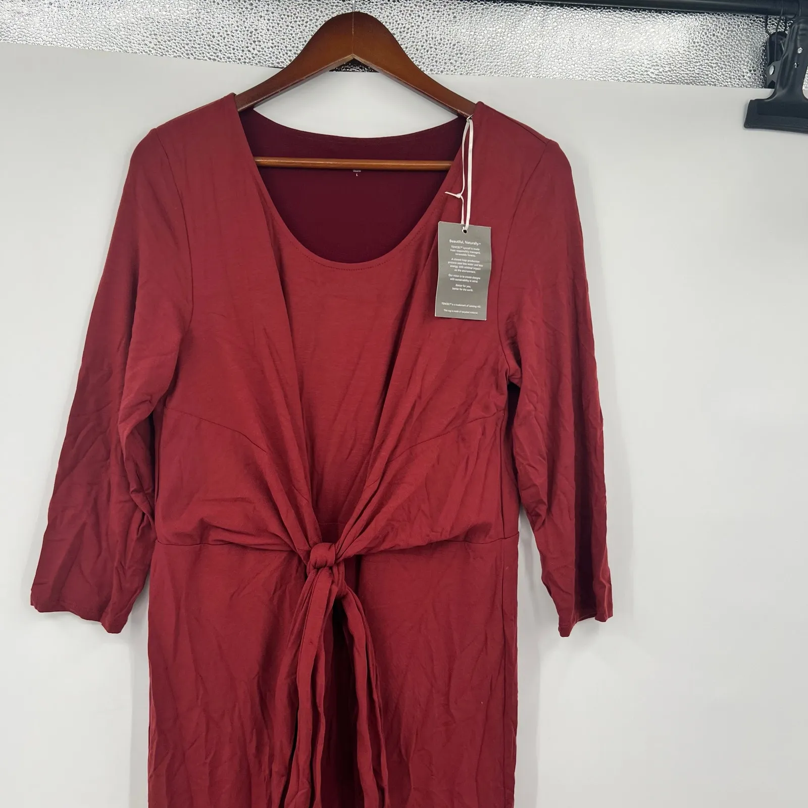 NEW Garnet Hill Ballet Wrap Knit Midi Dress classic fit ballet wrap size large - Image 3