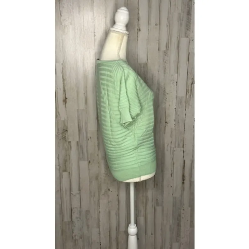 DKNY Women's XS Mint Green Geometric Short Sleeve‎ Pullover Sweater - Image 4