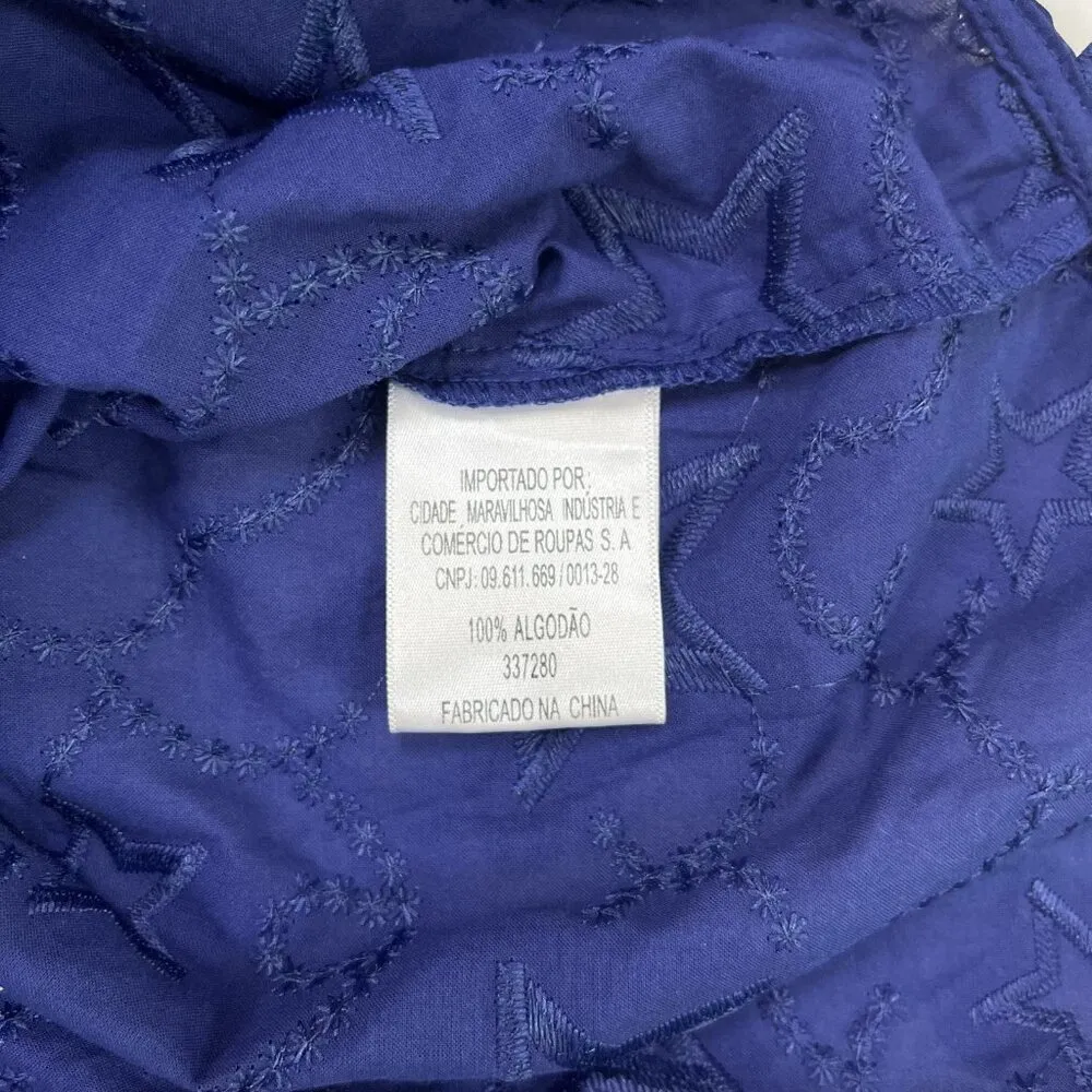 NWOT Farm Rio 3D Star Embroidery Top Blouses Shirt Blue Size M Short Sleeve - Image 12