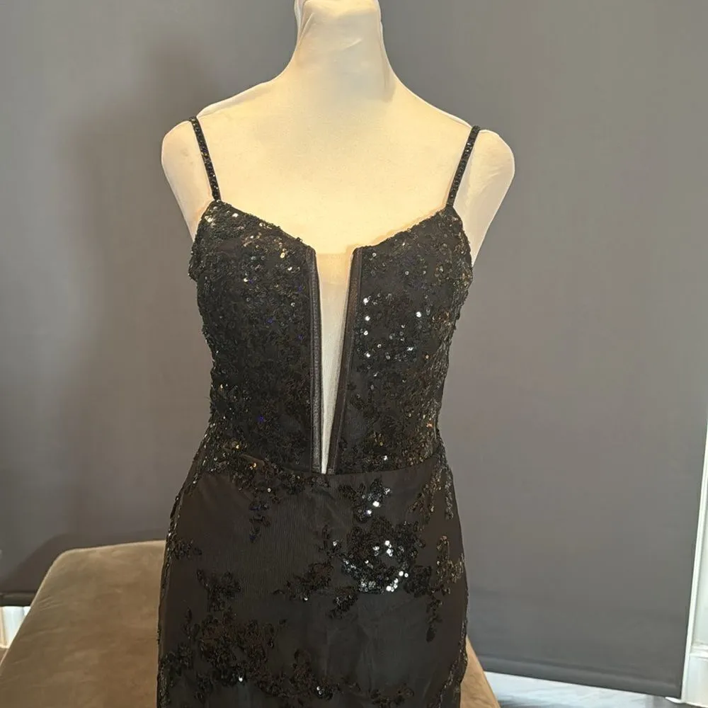 Women’s Black MermaidFit Sequins Party Prom Formal Dress LaceUp Back Size 2 NWOT - Image 2