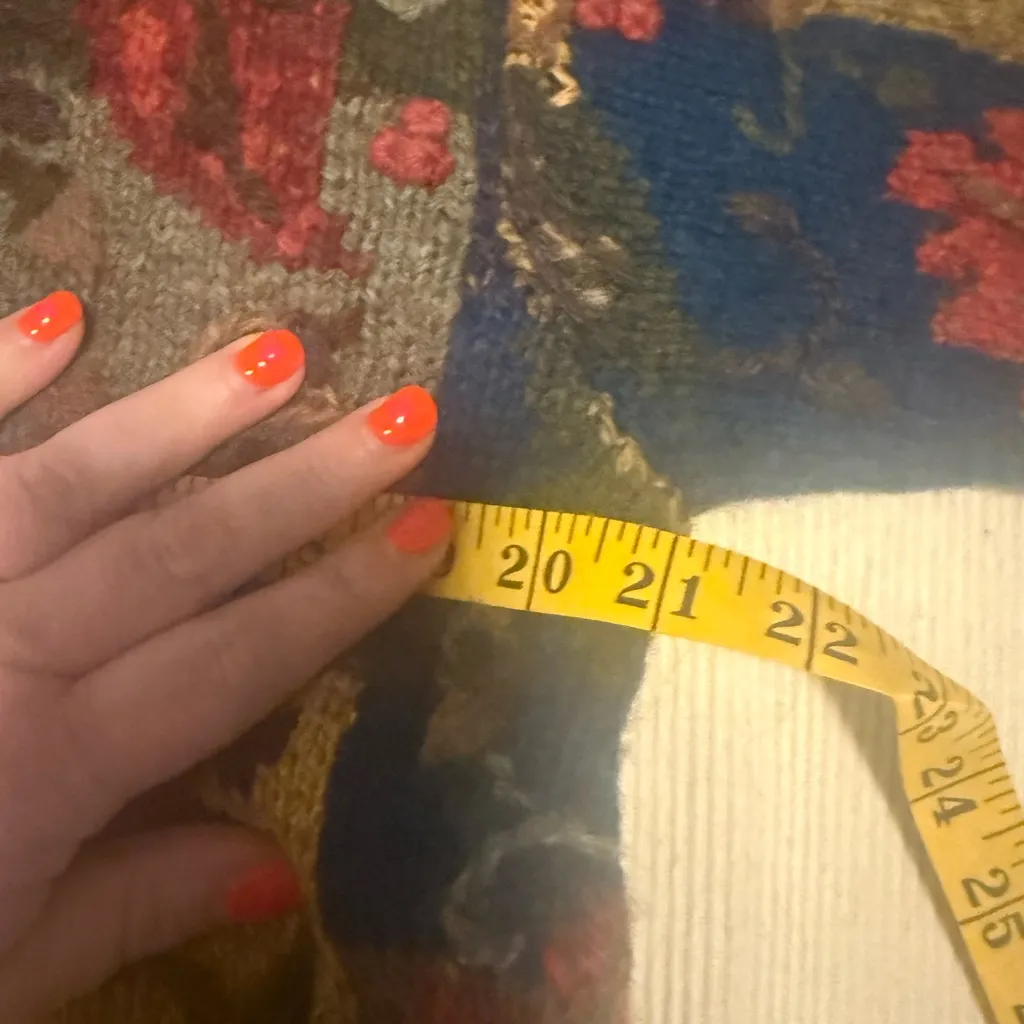 Robert Scott Wool/Silk Blend Red and Blue Cardigan Sweater Medium - Image 5