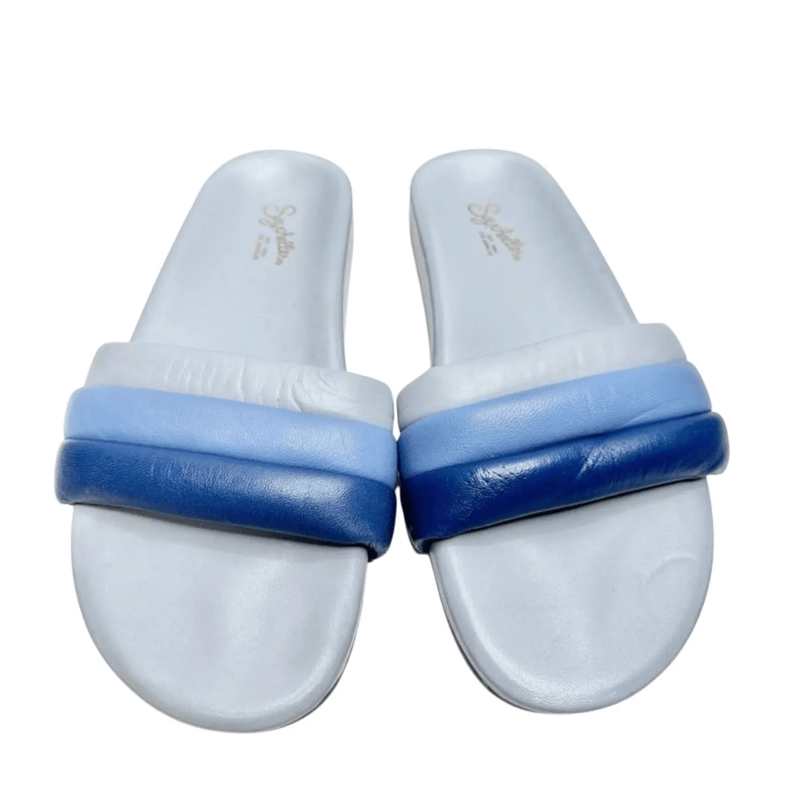 Seychelles Sandals Size 7 Leather Low Key Blue Bright Open Toe Slides - Image 3