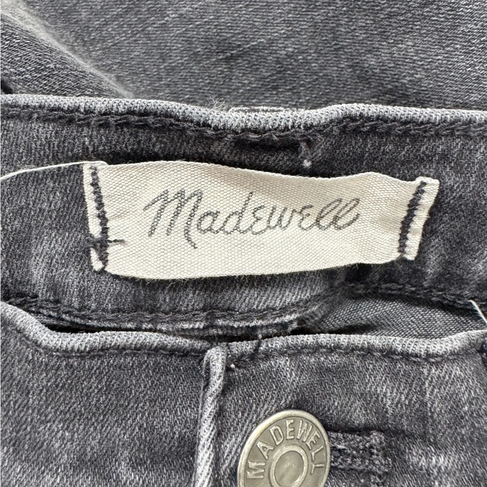 Madewell Black Cali Demi Boot Cut Jeans Womens 24 Raw Hem High Rise Casual Ankle - Image 11