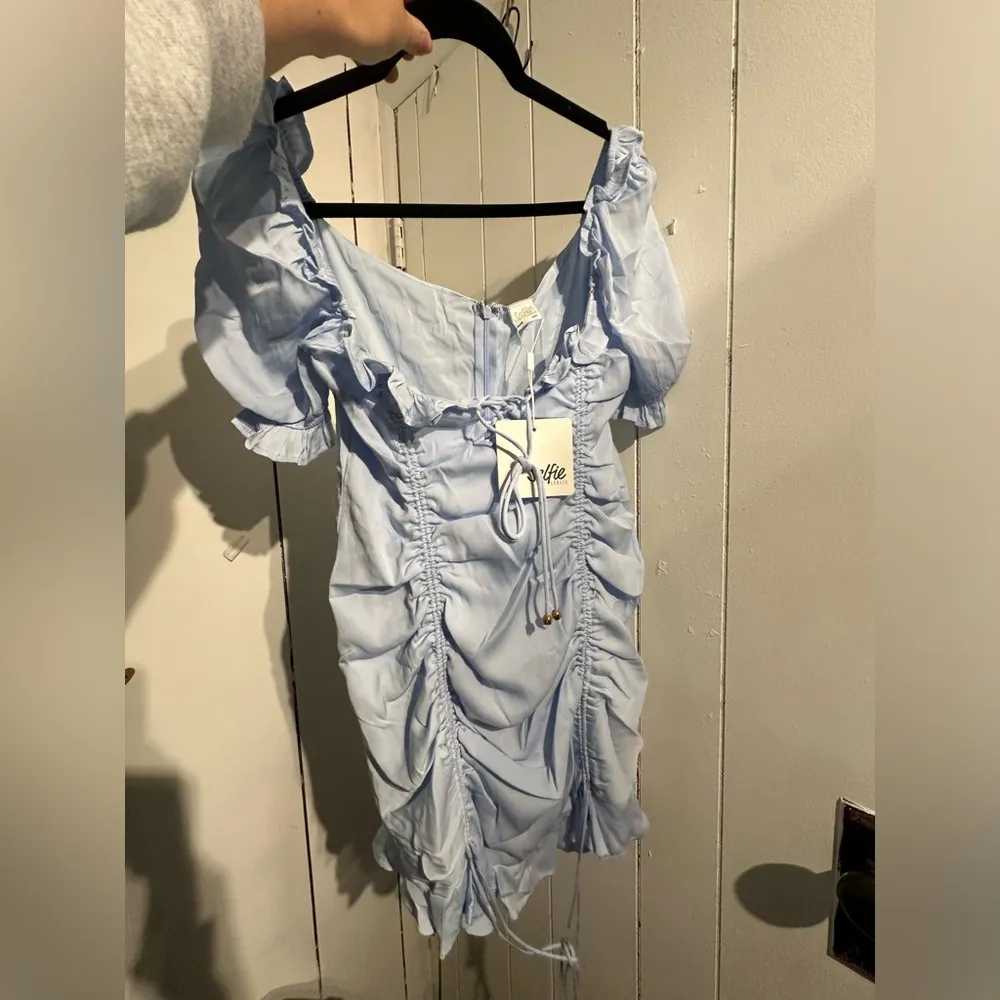 SELFIE LESLIE NWT Light Blue Ruched Mini Dress - Image 3