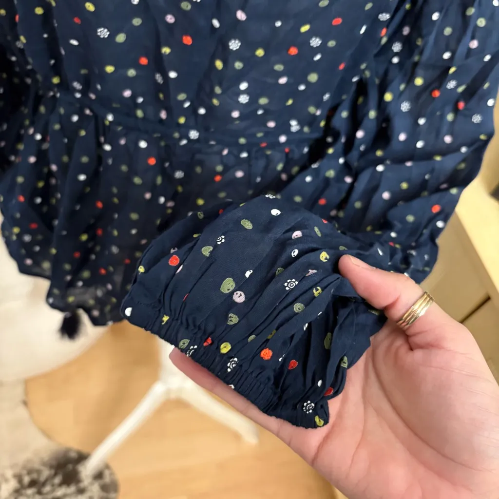 ROLLER RABBIT‎ Subha Top In Blue Bodhi Dots Size Small NWT - Image 6